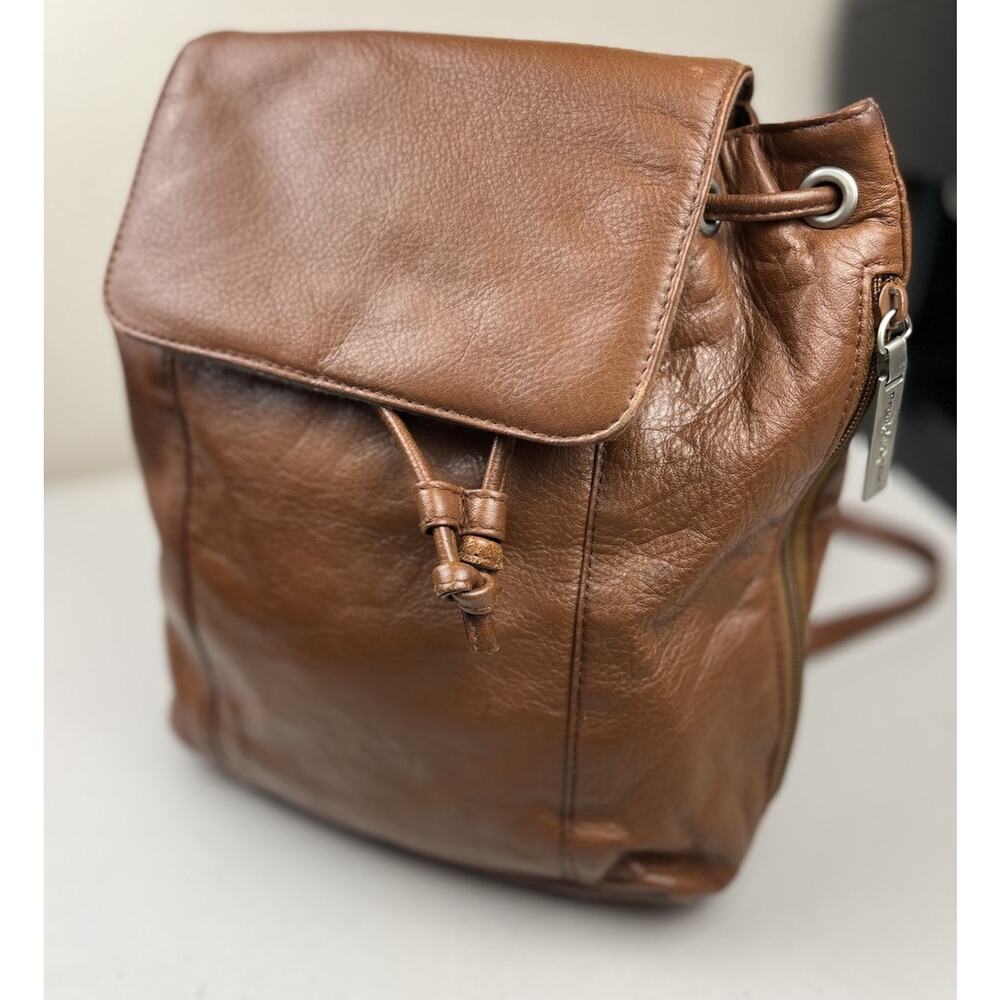 Preston York leather Brown Genuine Leather Backpack Purse Vintage Style